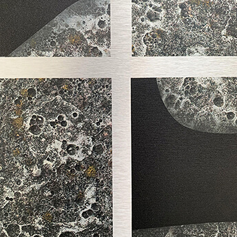 Closeup af kunstprint, print på metal
